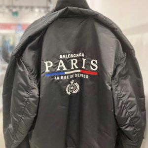 Balenciaga "Paris" Padded Shoulder Bomber Jacket